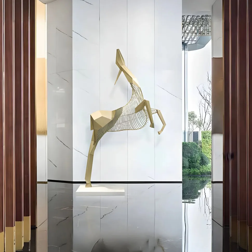 Phantom Deer 280cm Gold Metal Garden Sculpture