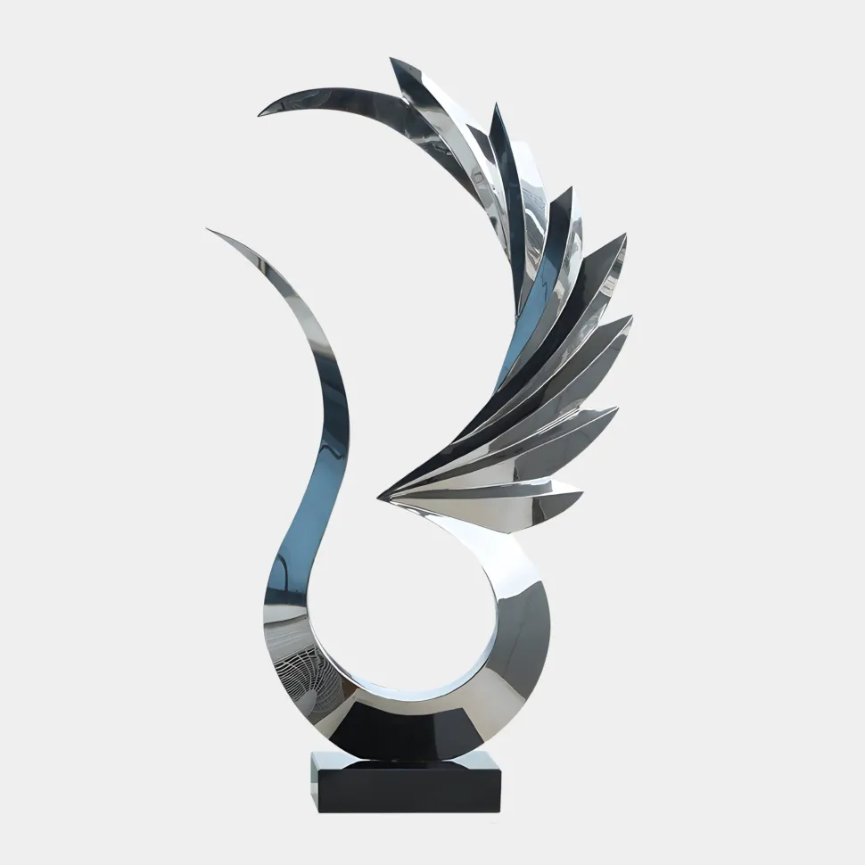 Phoenix Inferno 102cm Silver Metal Indoor Sculpture
