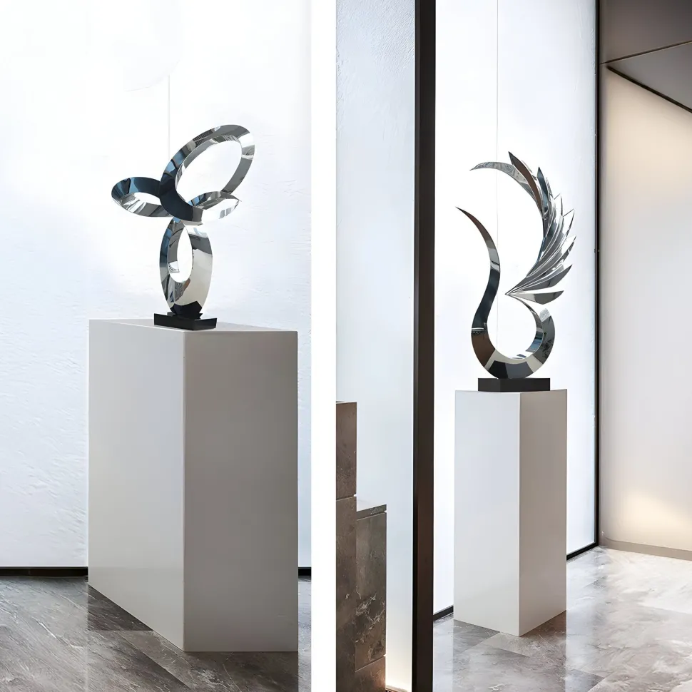 Phoenix Inferno 102cm Silver Metal Indoor Sculpture