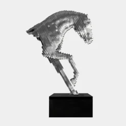 Pixel Horse 75cm Silver Metal Indoor Sculpture