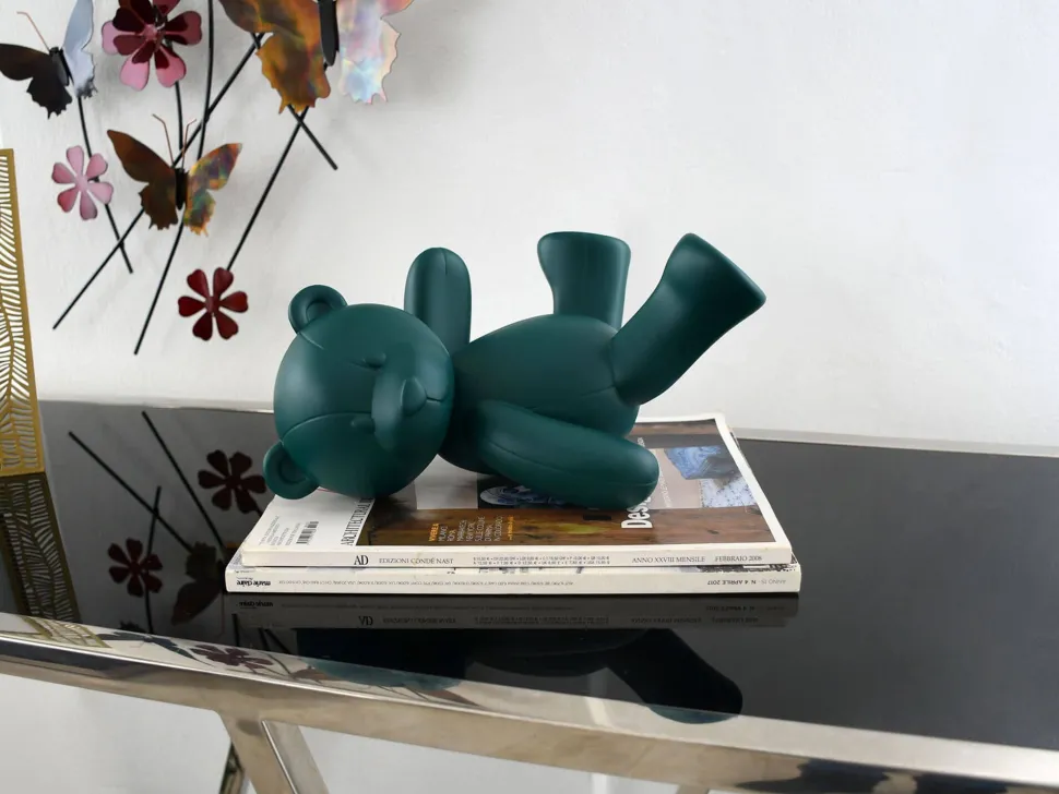 Playful Bear 15cm Green Resin Indoor Sculpture