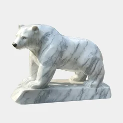 Polar Bear 50cm White Marble Garden Statue v1