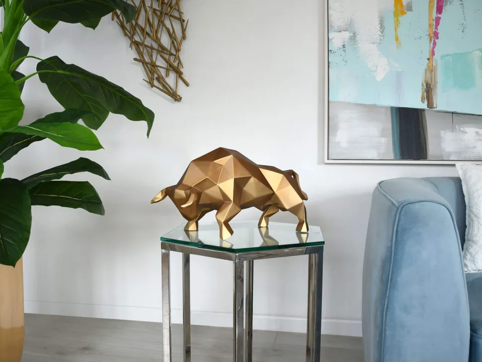Polygon Bull 25cm Bronze Resin Indoor Sculpture