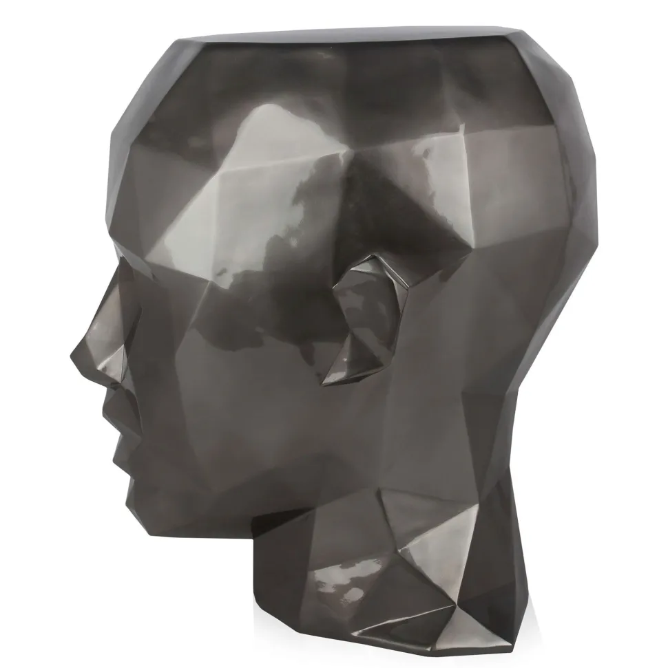 Polygon Female Head 55cm Anthracite Side Table Sculpture