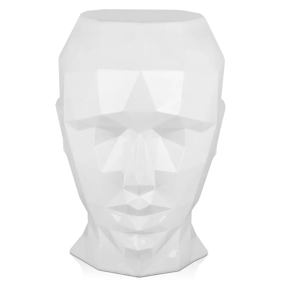 Polygon Female Head 55cm White Side Table Sculpture