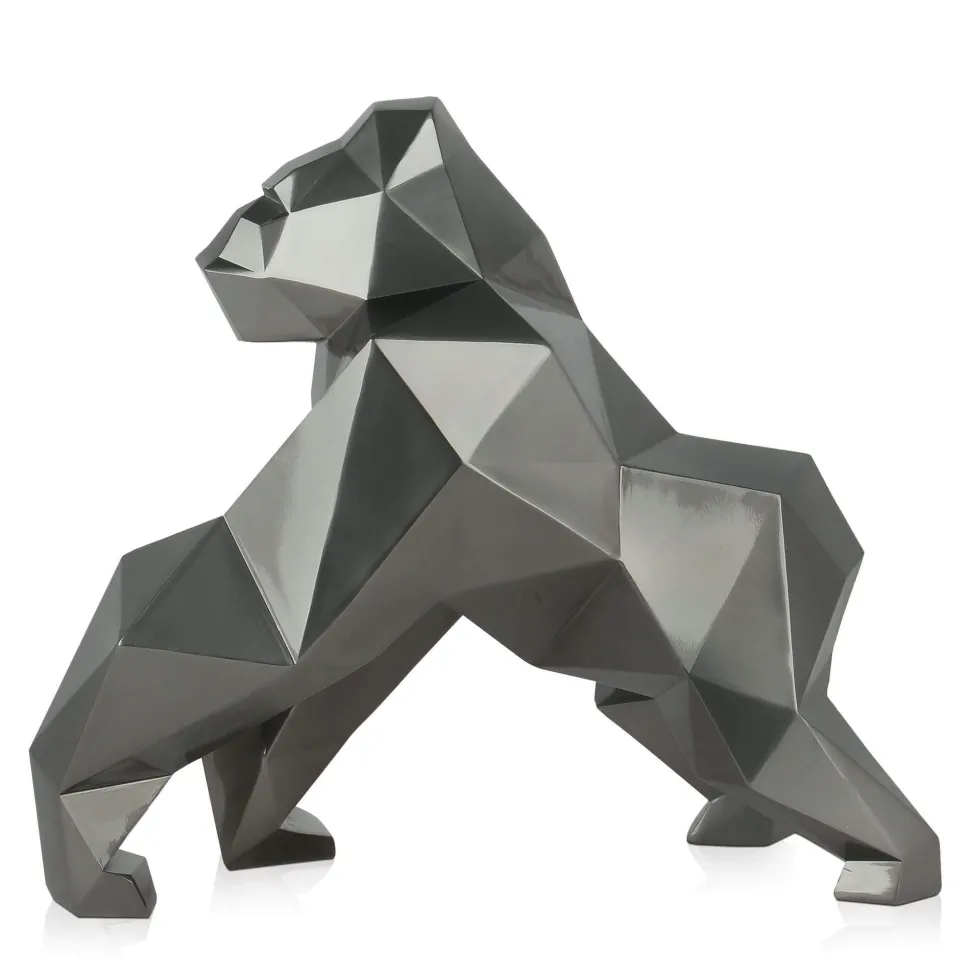 Polygon Gorilla 44cm Anthracite Resin Indoor Sculpture