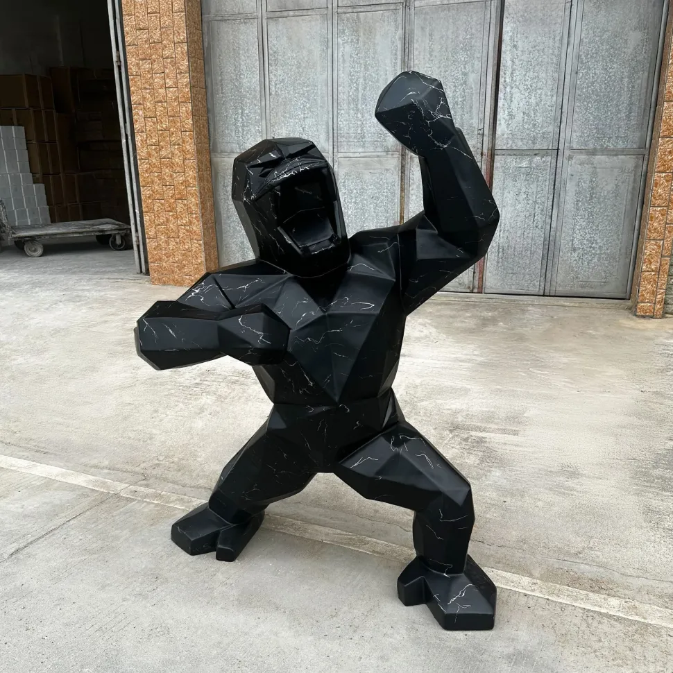 Polygon Gorilla 135cm Black Resin Indoor Sculpture