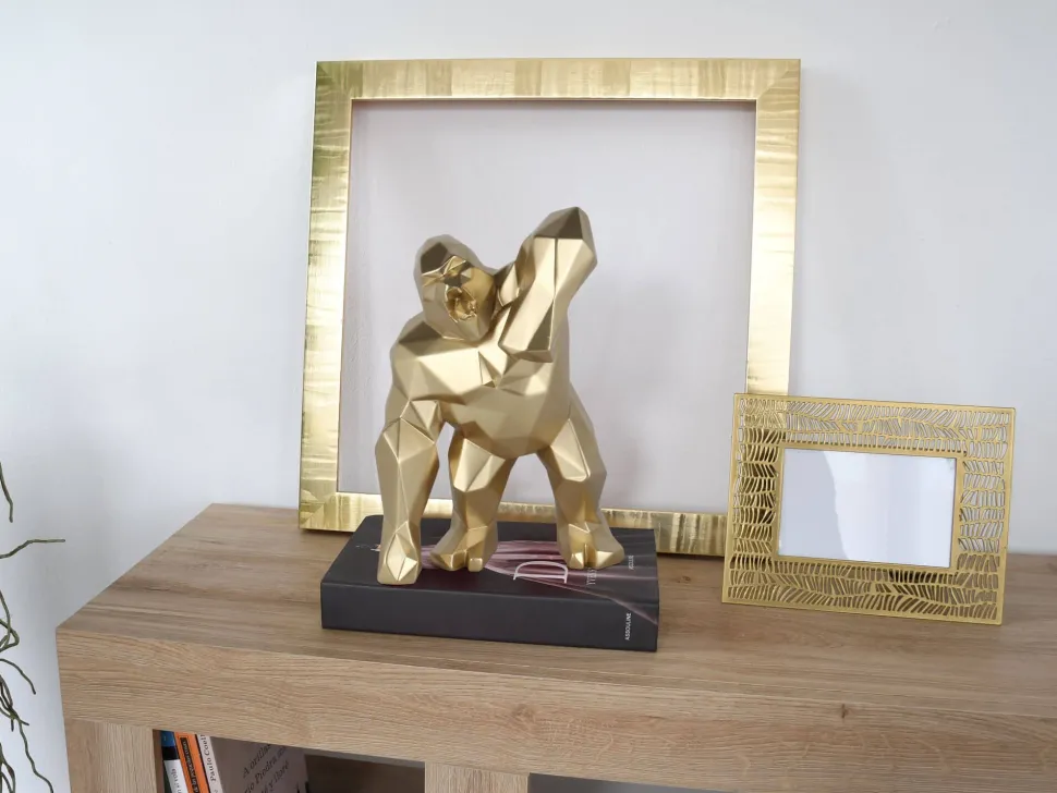 Polygon Gorilla 30cm Gold Resin Indoor Sculpture