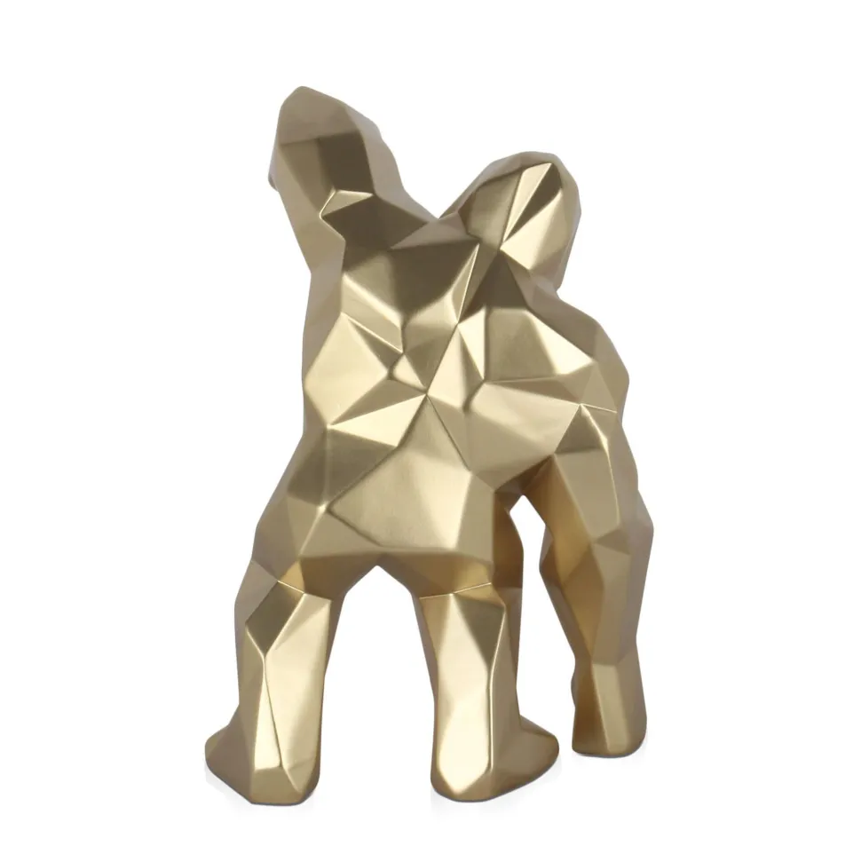 Polygon Gorilla 30cm Gold Resin Indoor Sculpture