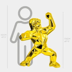 Polygon Gorilla 135cm Gold Resin Indoor Sculpture
