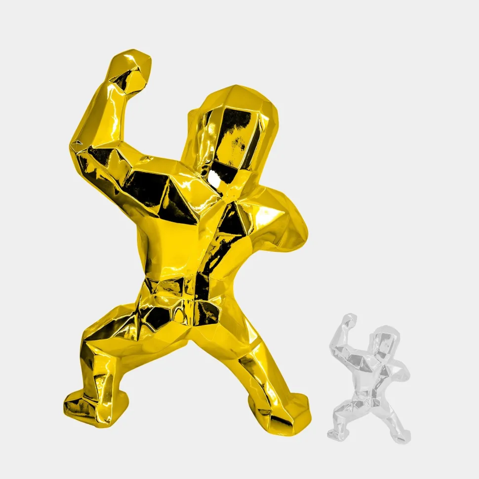 Polygon Gorilla 135cm Gold Resin Indoor Sculpture