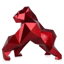 Polygon Gorilla 44cm Red Resin Indoor Sculpture