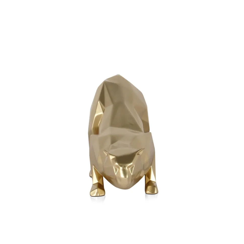 Polygon Leopard 15cm Gold Resin Indoor Sculpture
