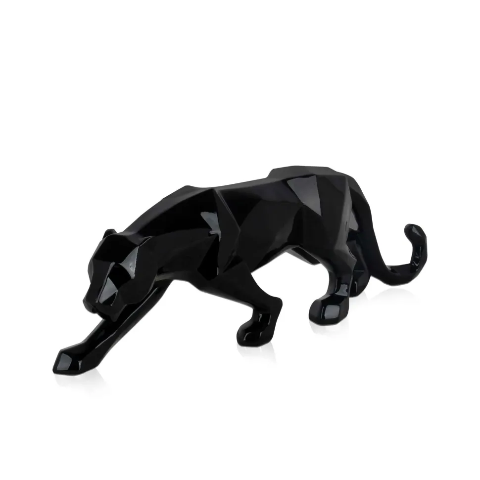 Polygon Panther 14cm Black Resin Indoor Sculpture
