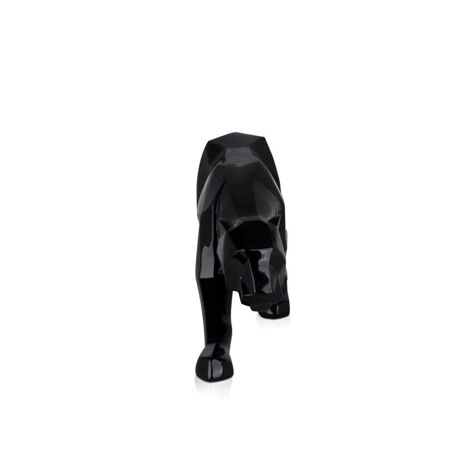 Polygon Panther 14cm Black Resin Indoor Sculpture