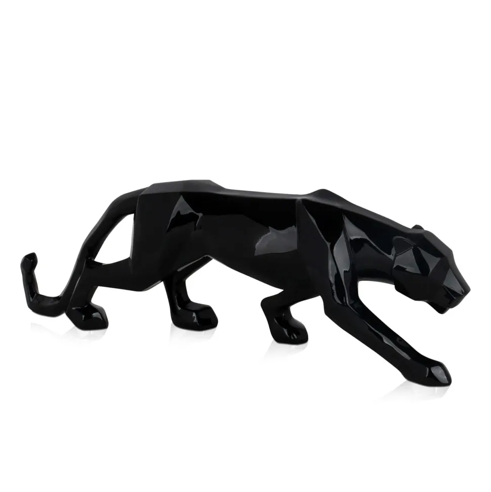 Polygon Panther 14cm Black Resin Indoor Sculpture