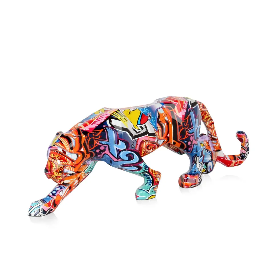 Polygon Panther 14cm Graffiti Resin Indoor Sculpture