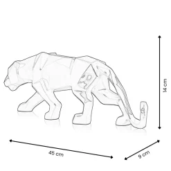 Polygon Panther 14cm Silver Resin Indoor Sculpture