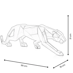 Polygon Panther 31cm Silver Resin Indoor Sculpture