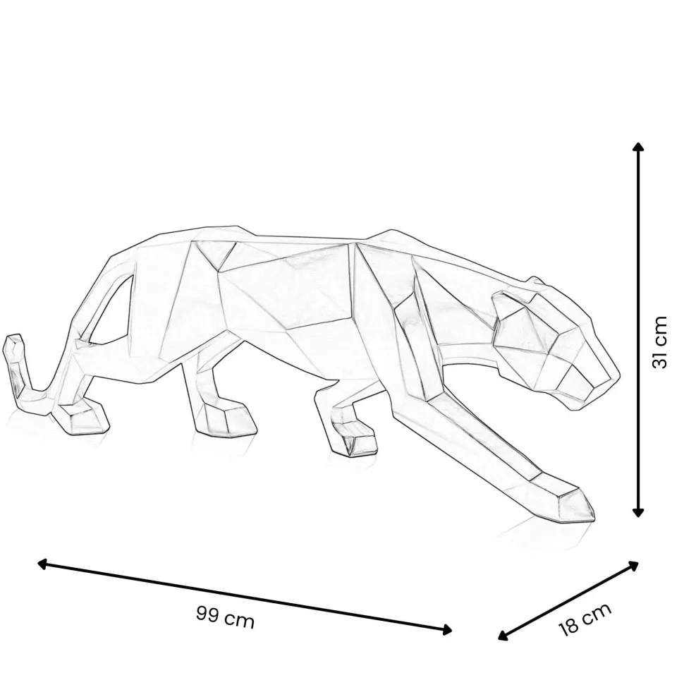 Polygon Panther 31cm Silver Resin Indoor Sculpture