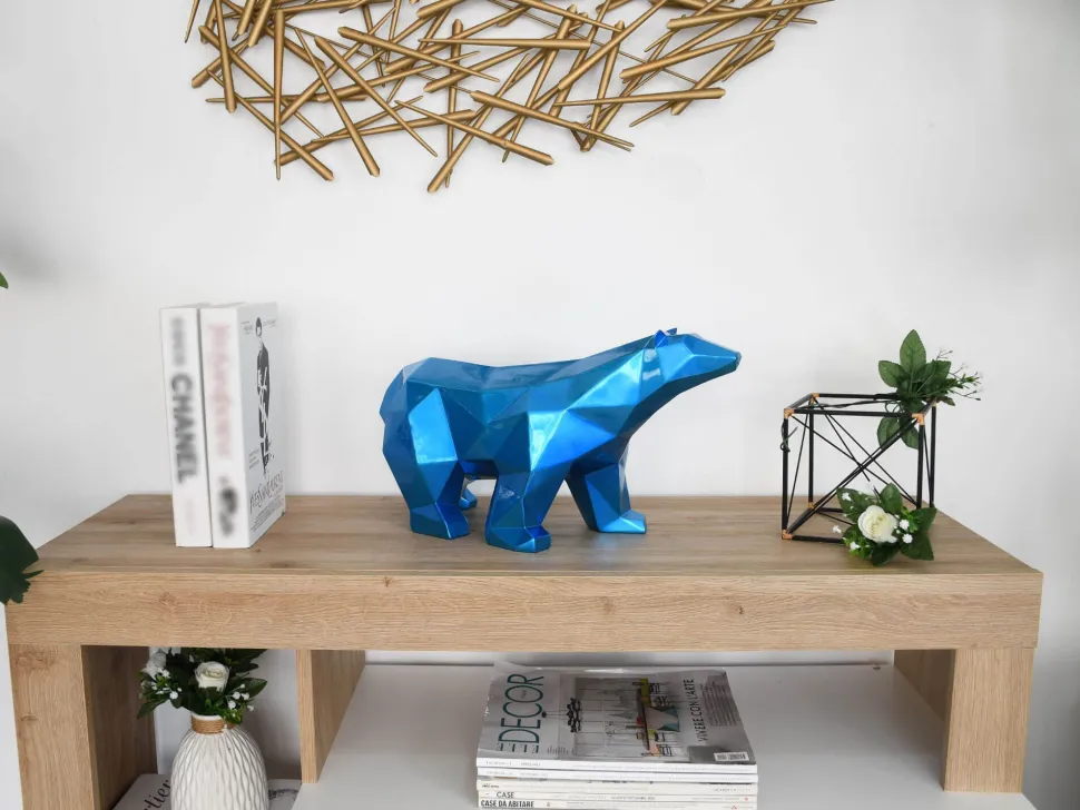 Polygon Polar Bear 25cm Blue Resin Indoor Sculpture