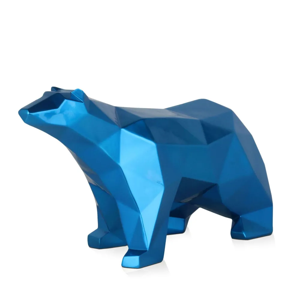 Polygon Polar Bear 25cm Blue Resin Indoor Sculpture
