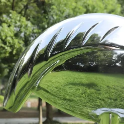 Pure Crane 130cm Silver Metal Garden Sculpture v1