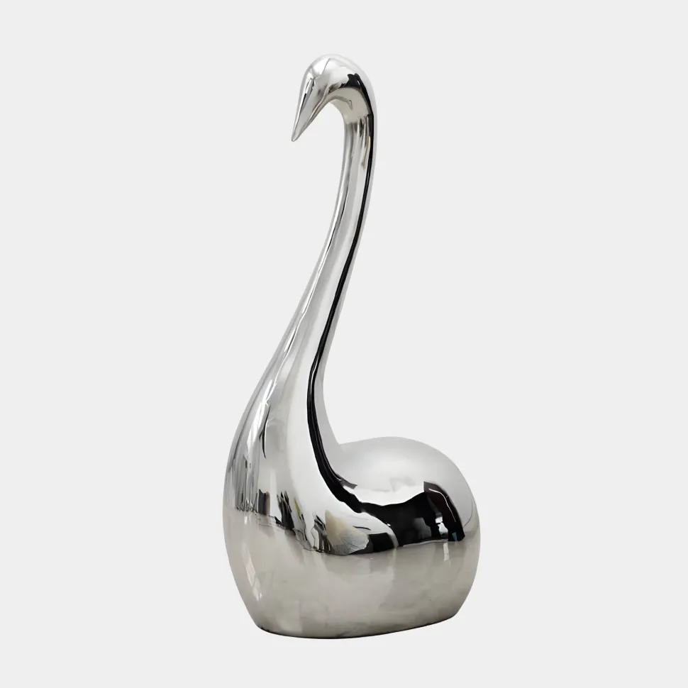 Pure Swan 95cm Silver Metal Indoor Sculpture