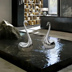 Pure Swan 95cm Silver Metal Indoor Sculpture