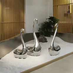 Pure Swan 95cm Silver Metal Indoor Sculpture