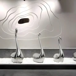 Pure Swan 108cm Silver Metal Indoor Sculpture