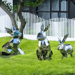 Rabbit 57cm Geometric Metal Garden Sculpture