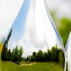Raindrop Ripples 220cm Silver Metal Garden Sculpture
