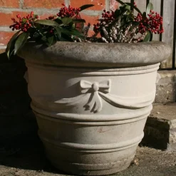 Ribbon Vase 12" Stone Garden Planter