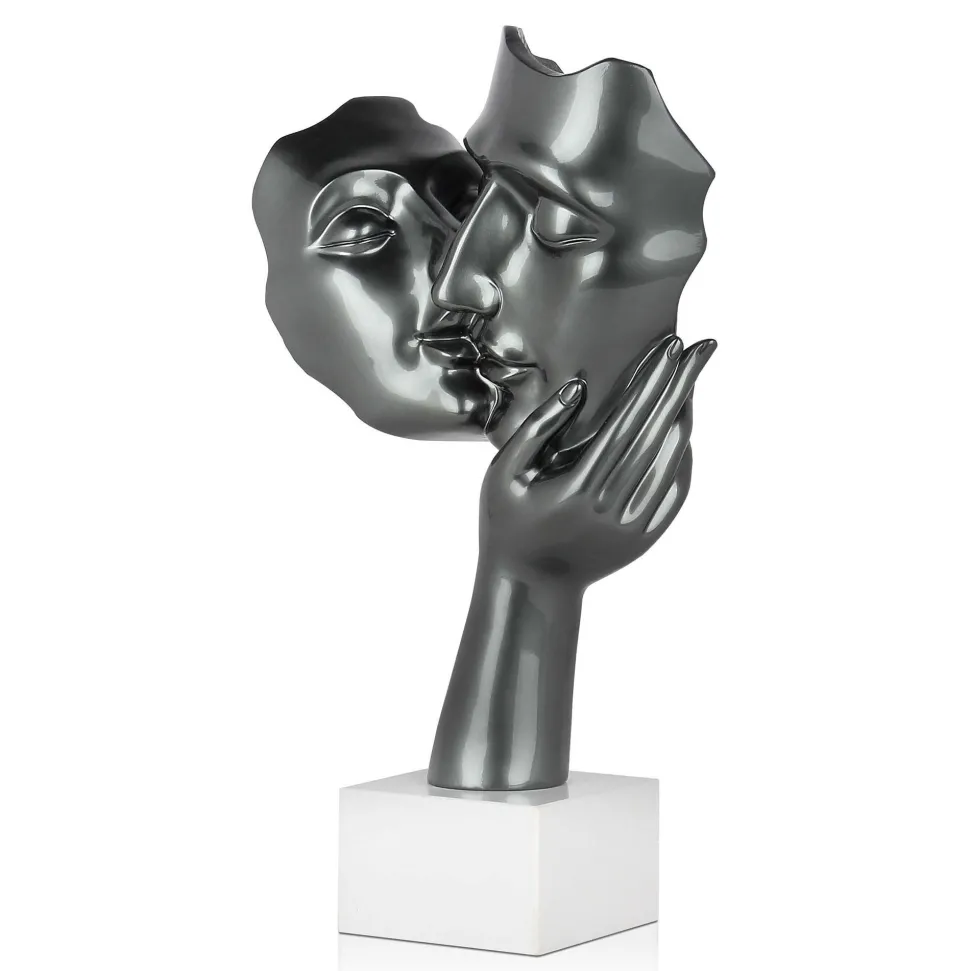 Secret Kiss 50cm Anthracite Resin Indoor Sculpture