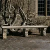Straight Plain Double Stone Garden Bench
