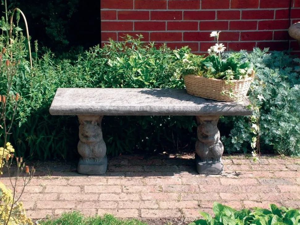 Straight Plain Top Stone Garden Bench