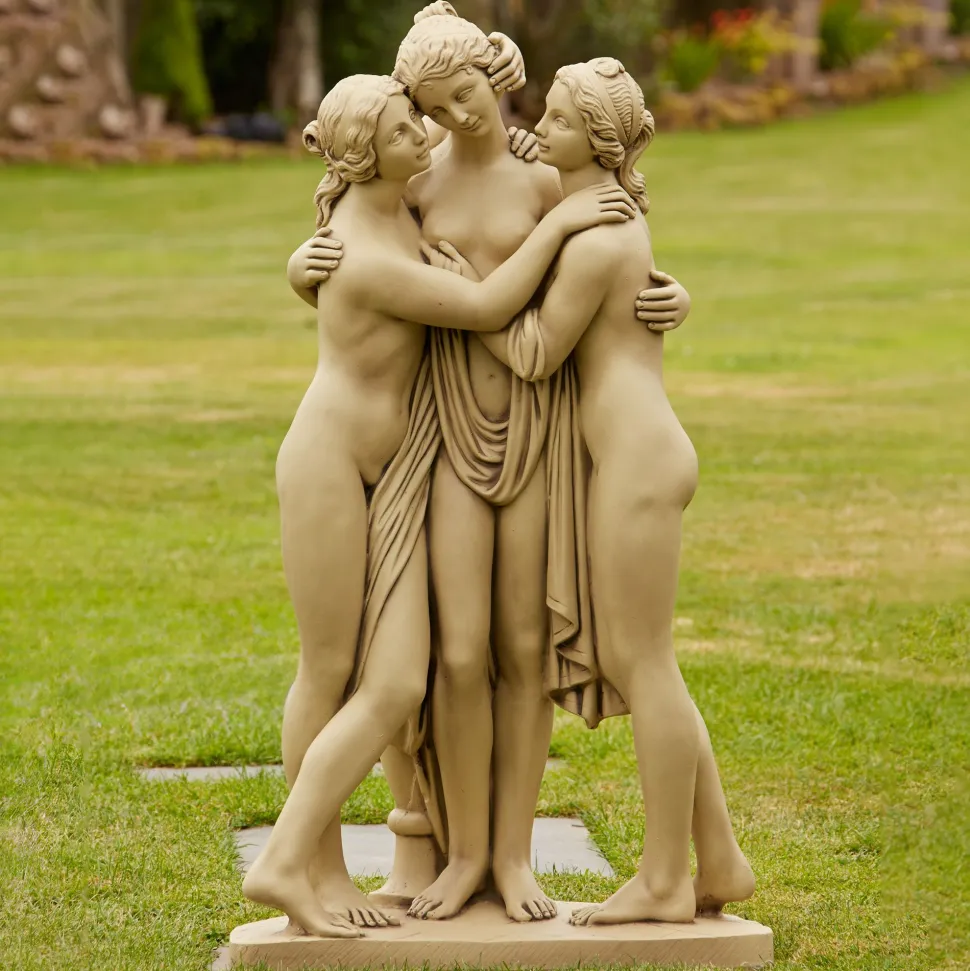 Three Graces Bathstone Stone Garden Statue