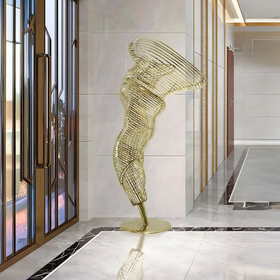 Tornado 152cm Gold Metal Garden Sculpture