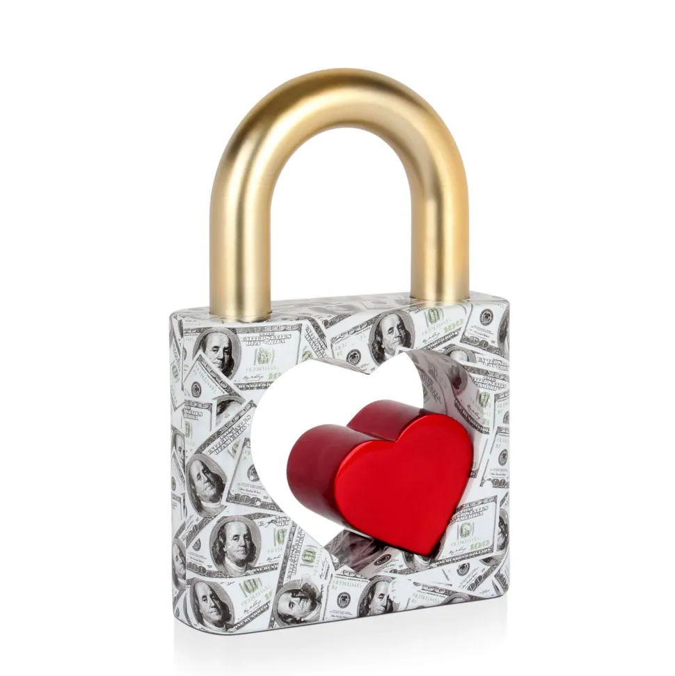 Wealth Padlock 38cm Gold Resin Indoor Sculpture