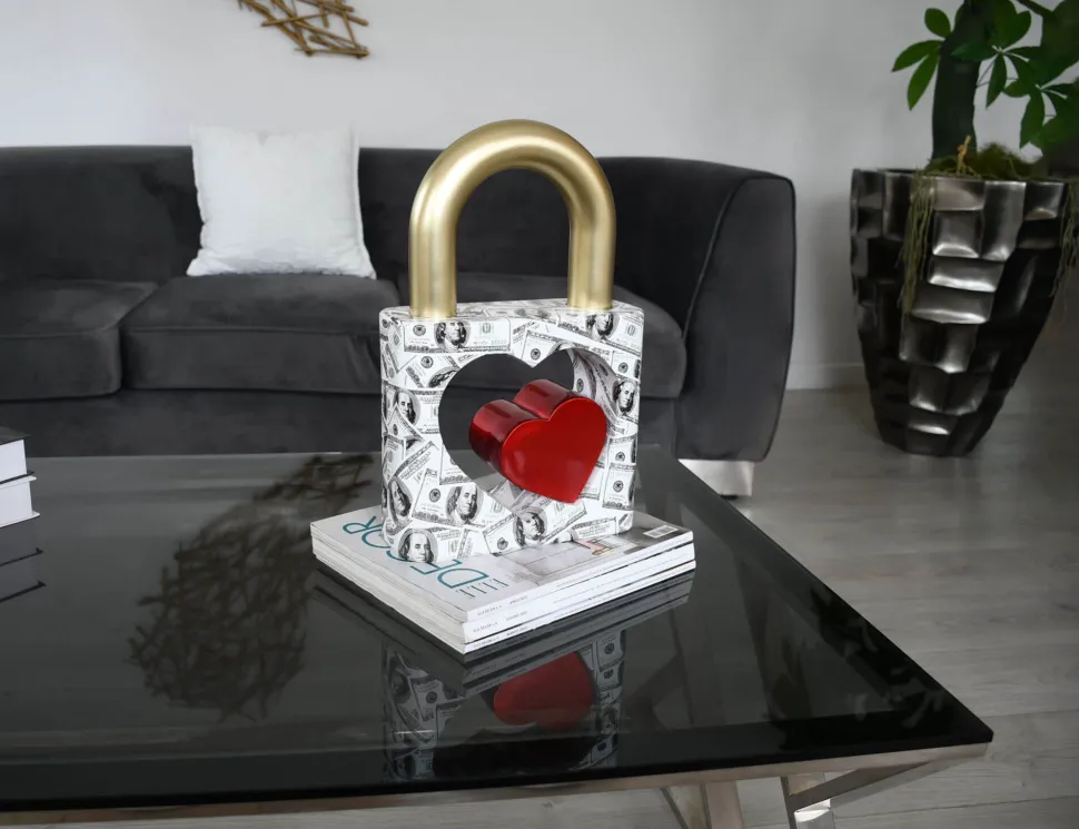 Wealth Padlock 38cm Gold Resin Indoor Sculpture