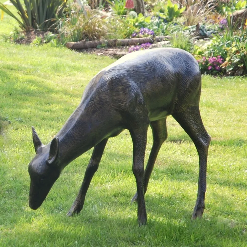 Wild Doe Life-Size 85cm Bronze Metal Garden Statue
