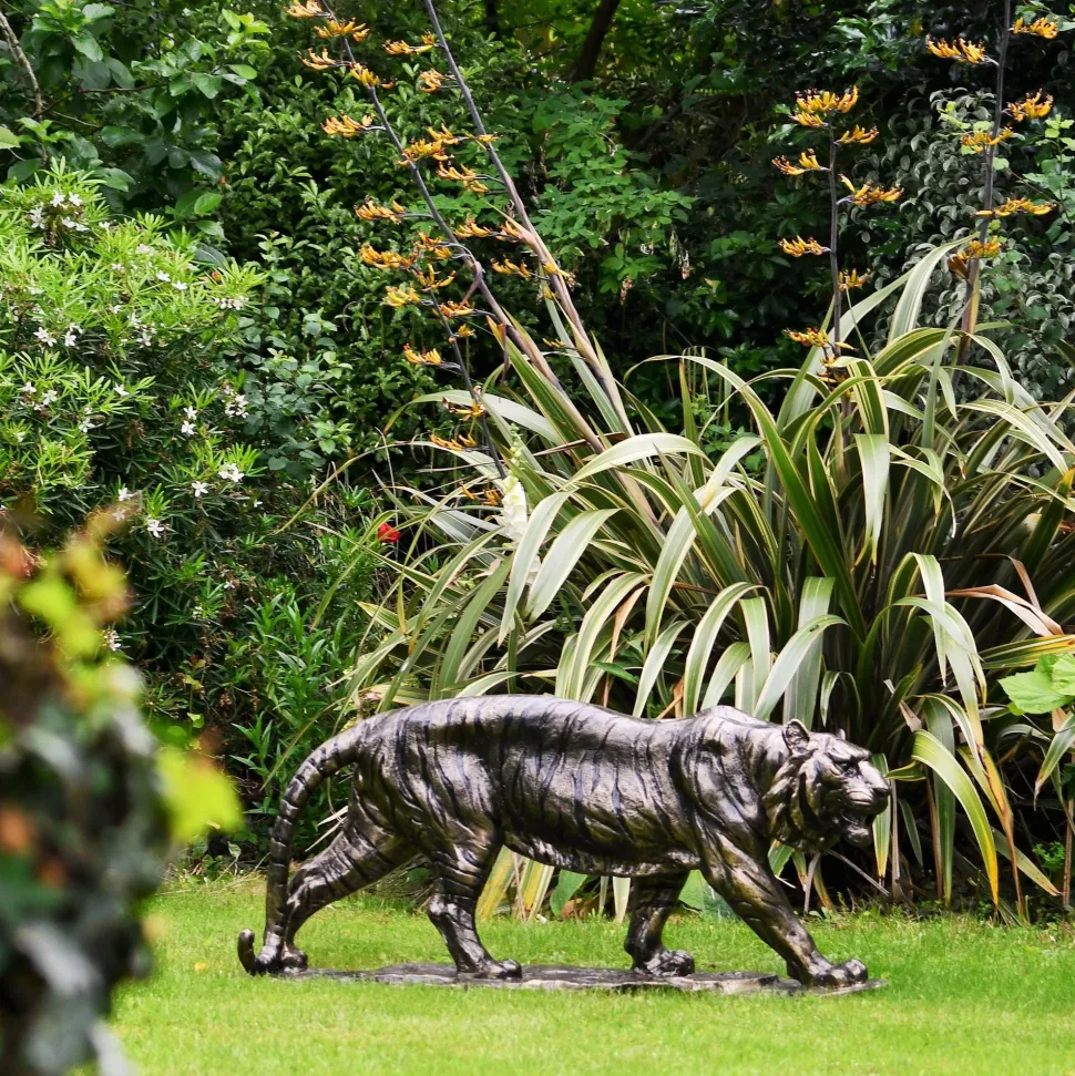 Wild Tiger 51cm Bronze Metal Garden Statue