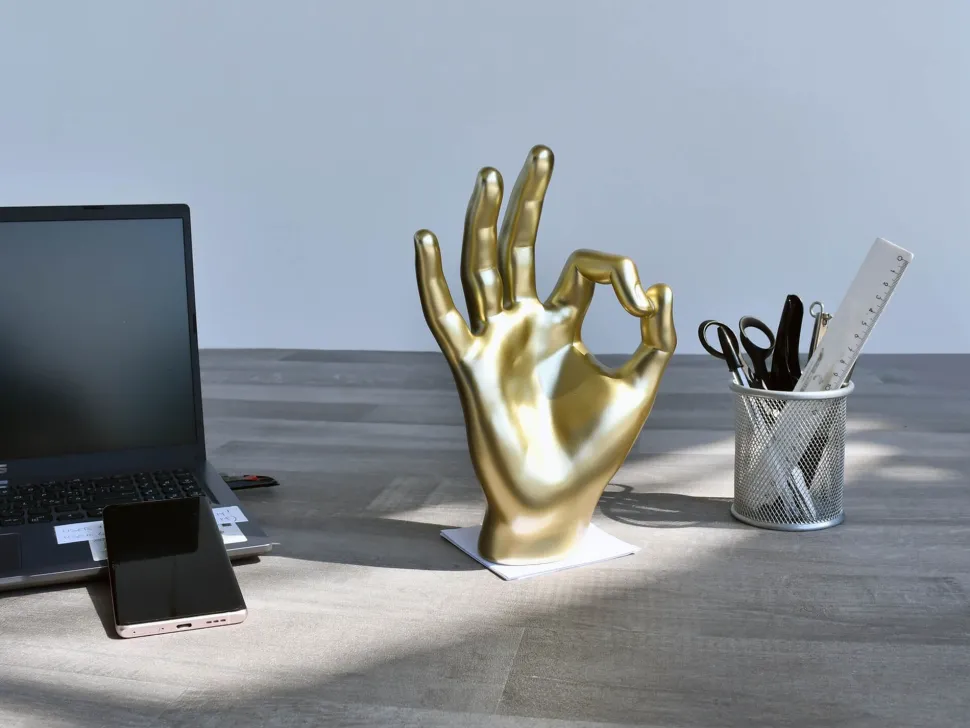 Zen Hand 27cm Gold Resin Indoor Sculpture